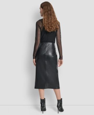 Women's Side Zip Pencil Midi Skirt