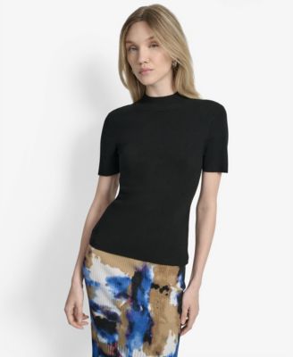 DKNY - Women's Cap-Sleeve Mock Neck Sweater