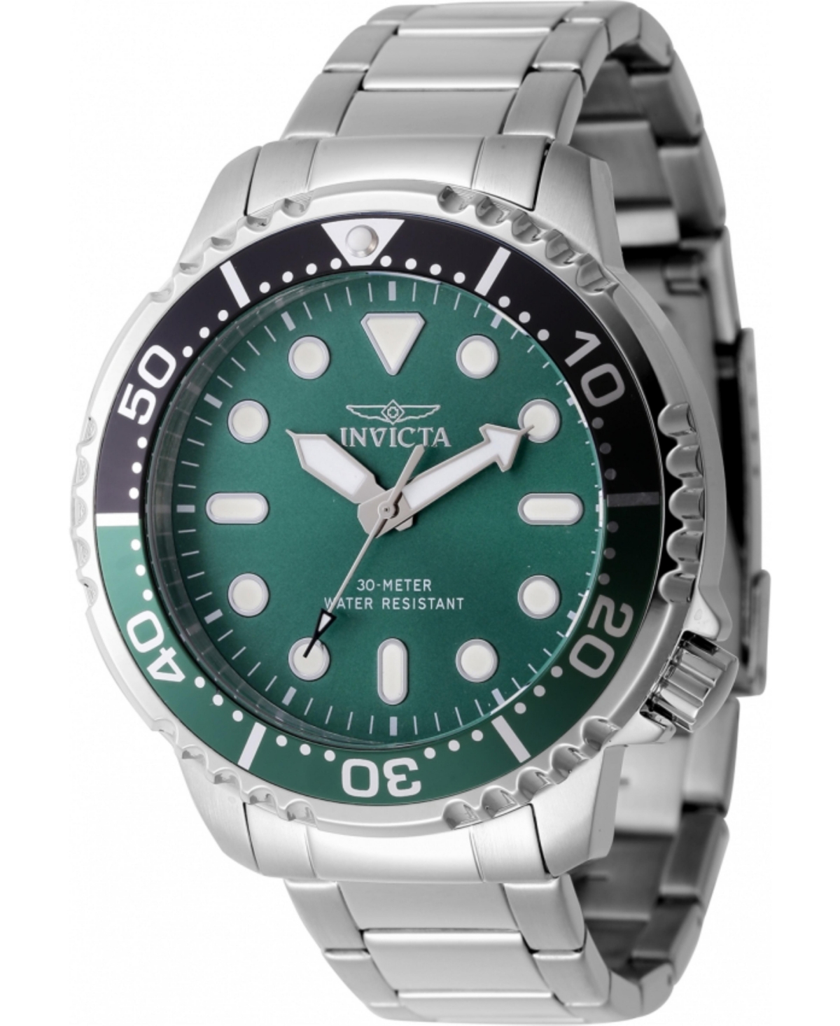Invicta Men's 47220 Pro Diver Quartz 3 Hand Green Dial Watch
