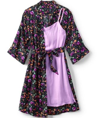 Women's Matte Satin 2 Piece Pajama Set - Nightgown and Robe