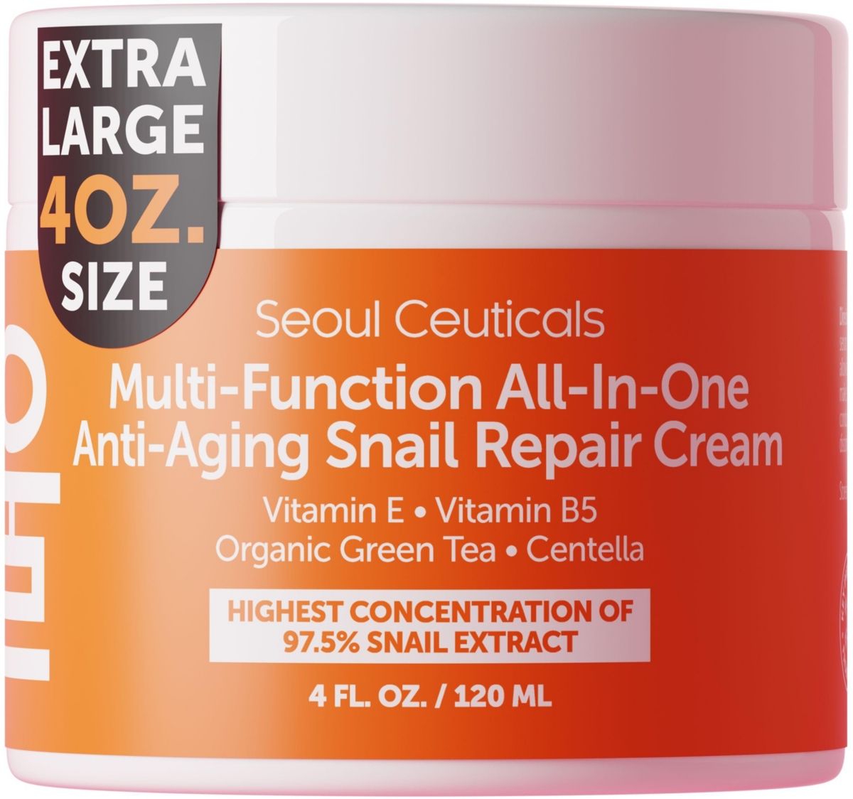 Seoul Ceuticals Korean Skin Care Multi-Function All-In-One Anti-Aging Snail Mucin Repair Cream 4 oz. K Beauty Skincare