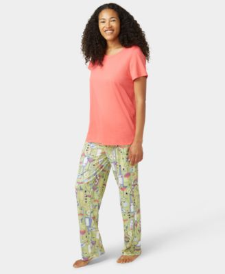 Women's Solid Short-Sleeve Scoop-Neck Sleepwear Top