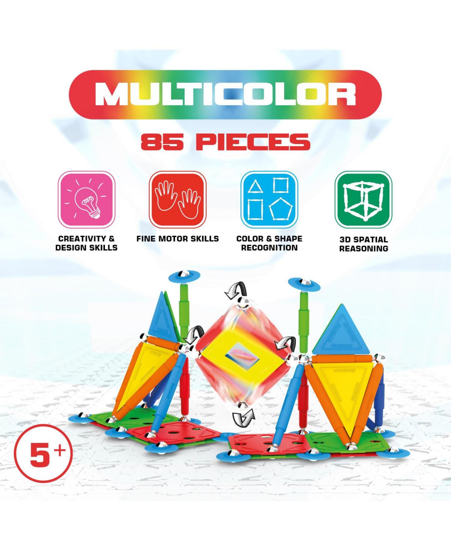 Детский конструктор Tinamiri SuperMag Multicolor 85 — фото 5