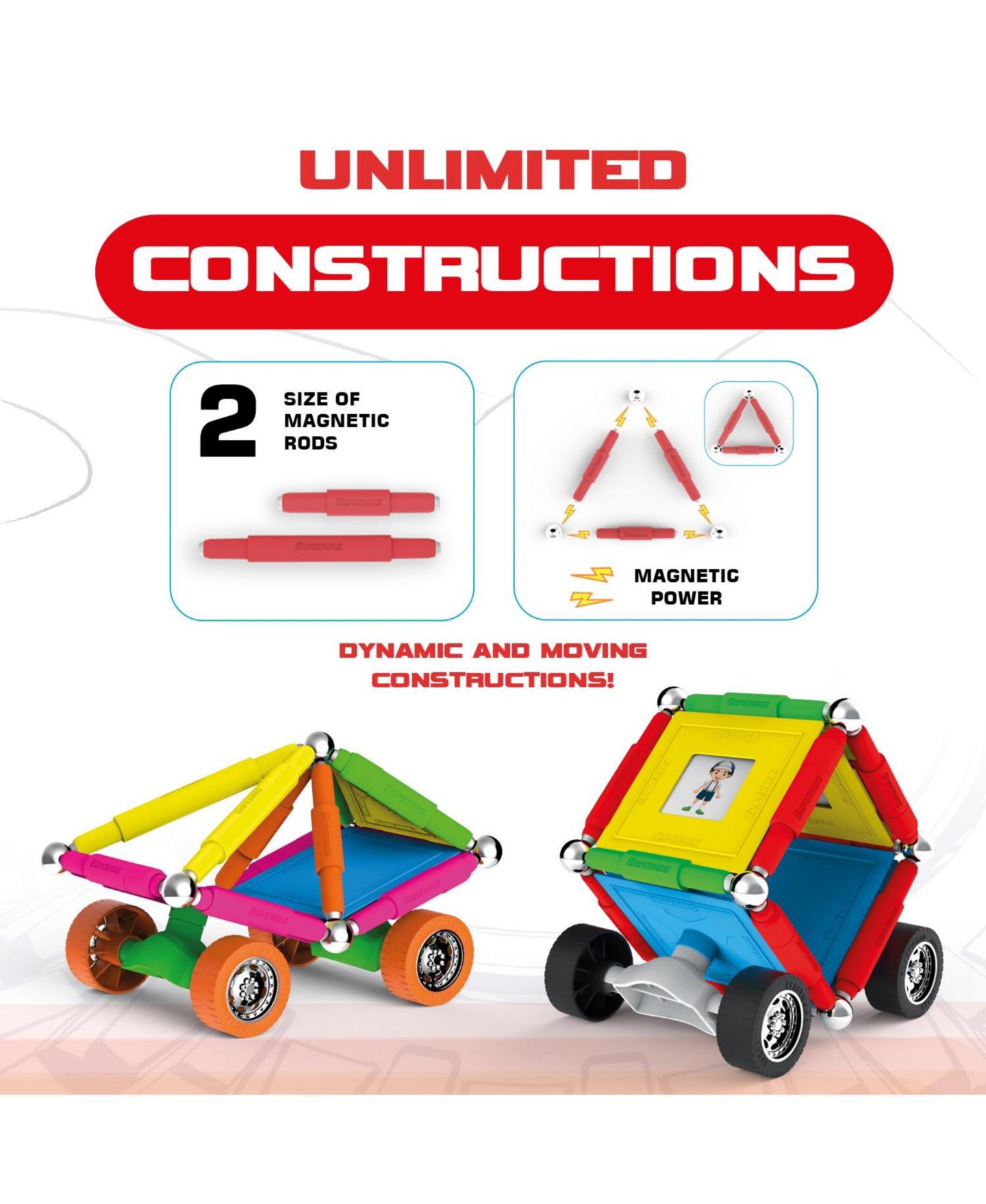 Детский конструктор Tinamiri SuperMag Wheels 55 — фото 6