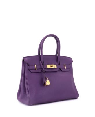 Pre-Owned Hermes Birkin 30 Handbag Purple Togo with Gold Hardware