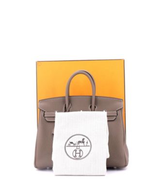 Pre-Owned Hermes Birkin 25 Handbag Grey Togo with Palladium Hardware