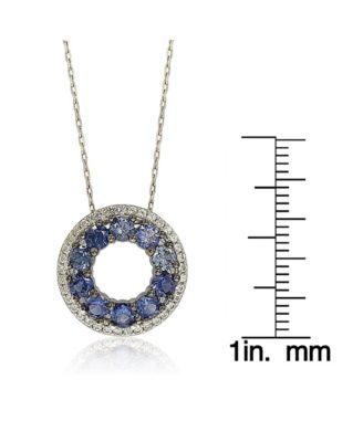 Suzy Levian Sterling Silver Sapphire & Created White Sapphire Double Circle Eternity Pendant Necklace