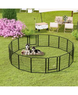 16 Black Panels 31.7 in H. Heavy Duty Metal Pet Exercise Pen with Door for Outdoor, Indoor