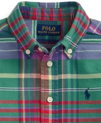 Toddler and Little Boys 2-7 Plaid Brushed Cotton Oxford Shirt