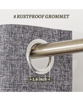 100% Blackout Linen Texture Curtains with Grommet Top, 2 Panels