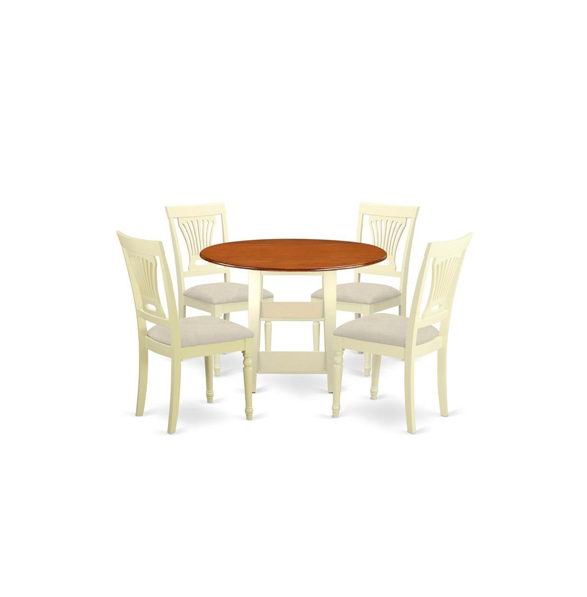 East West Furniture Dining Room Set Buttermilk & Cherry