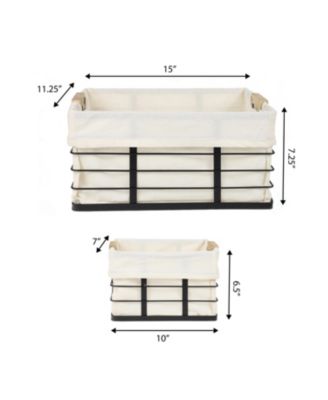 Callan Vintage Industrial Handmade Set of 3 Wire Metal Nesting Storage Baskets with Wood Handles