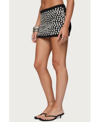 Womens Ada Iridescent Button Knit Mini Skirt