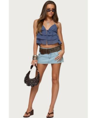 Womens Zephi Split Front Ruffled Top