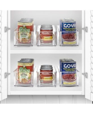 2 Pack Narrow Stackable Clear Storage Bins with Handles- for Kitchen Pantry, Freezer & Fridge Organization