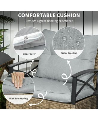 3pc Rocking Chair Set w/ Cushions, Wicker Bistro Set, Light