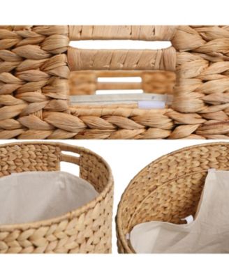 Josie Modern Coastal Hand-Woven Hyacinth Storage Ottoman with Lid