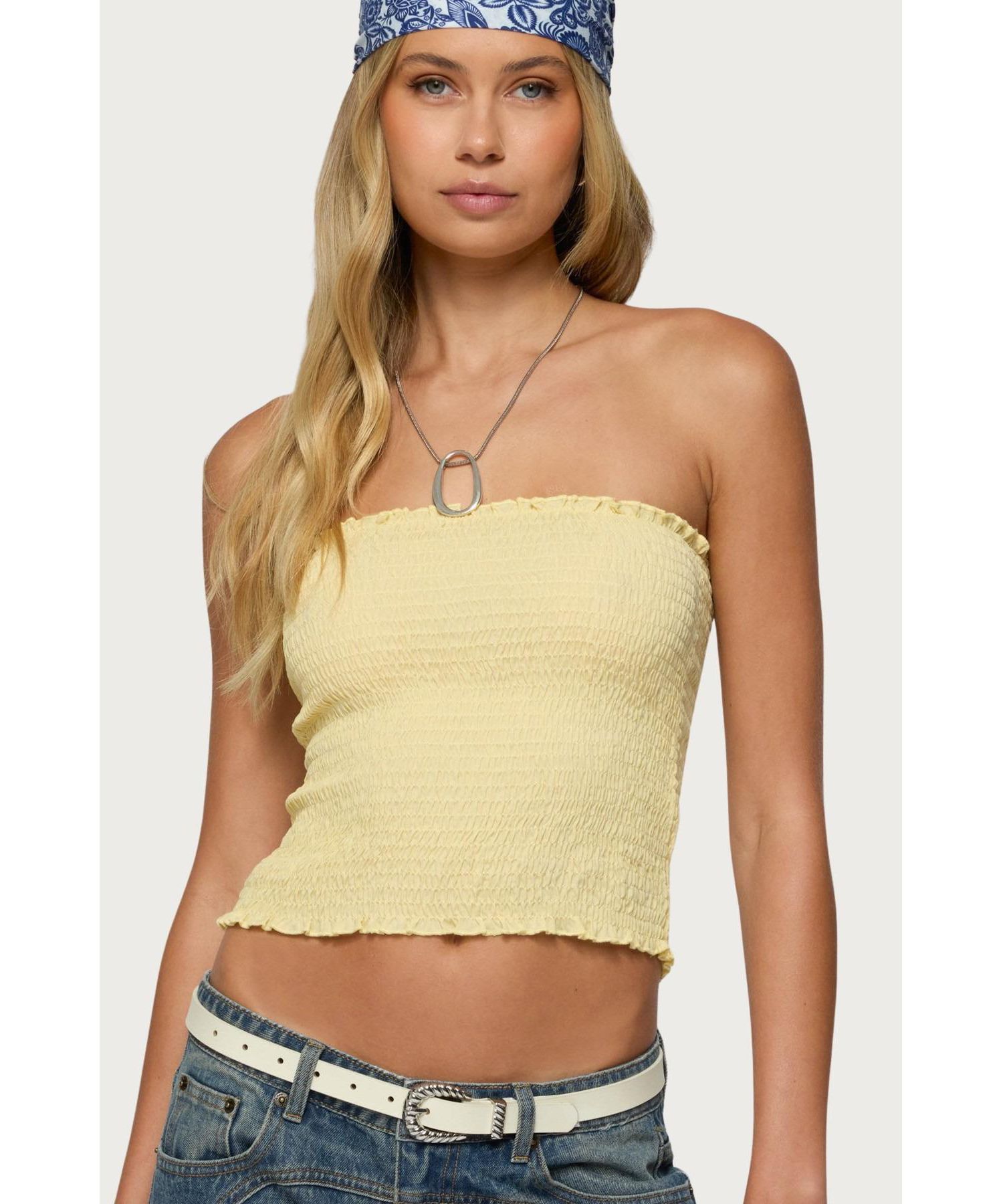 Womens Emmet Strapless Scrunch Top
