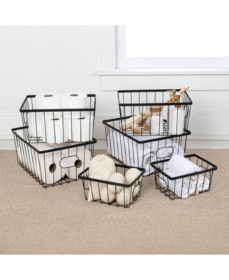 Camden Vintage Industrial Handmade Set of 6 Wire Metal Nesting Storage Baskets