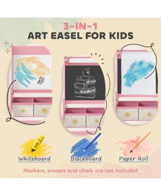 3-in-1 Art Easel for Kids, Double-Sided Kids Easel with Paper Roll,