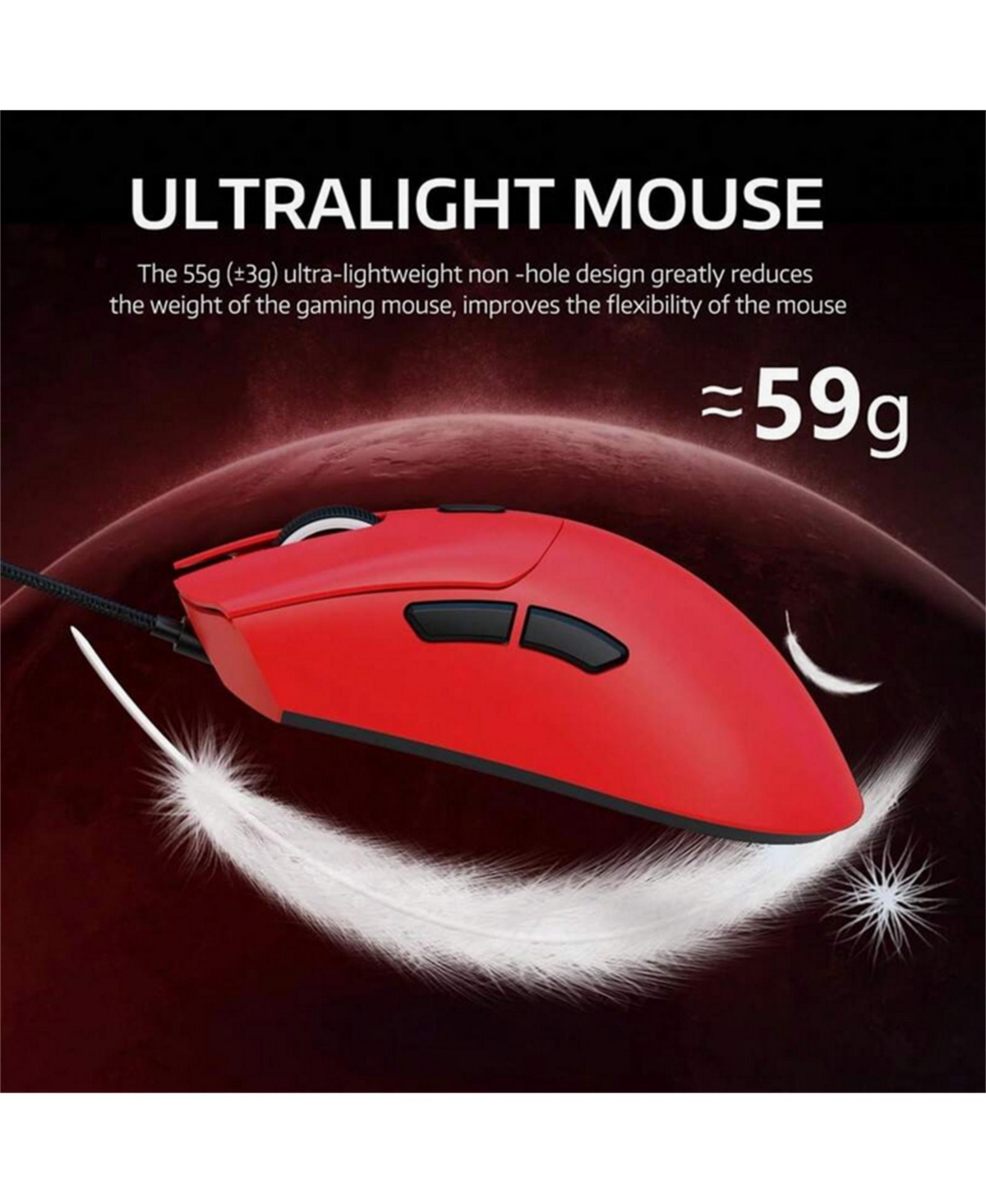 risokeys Wireless Gaming Mouse,Tri-Mode Connection (2.4G/Wired/BT5.2),55g Lightweight,18K Dpi Optical Sensor, 20 Million Key Life,Ergonomic Design,for