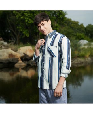 Men's Shadow-Striped Oversized Shirt