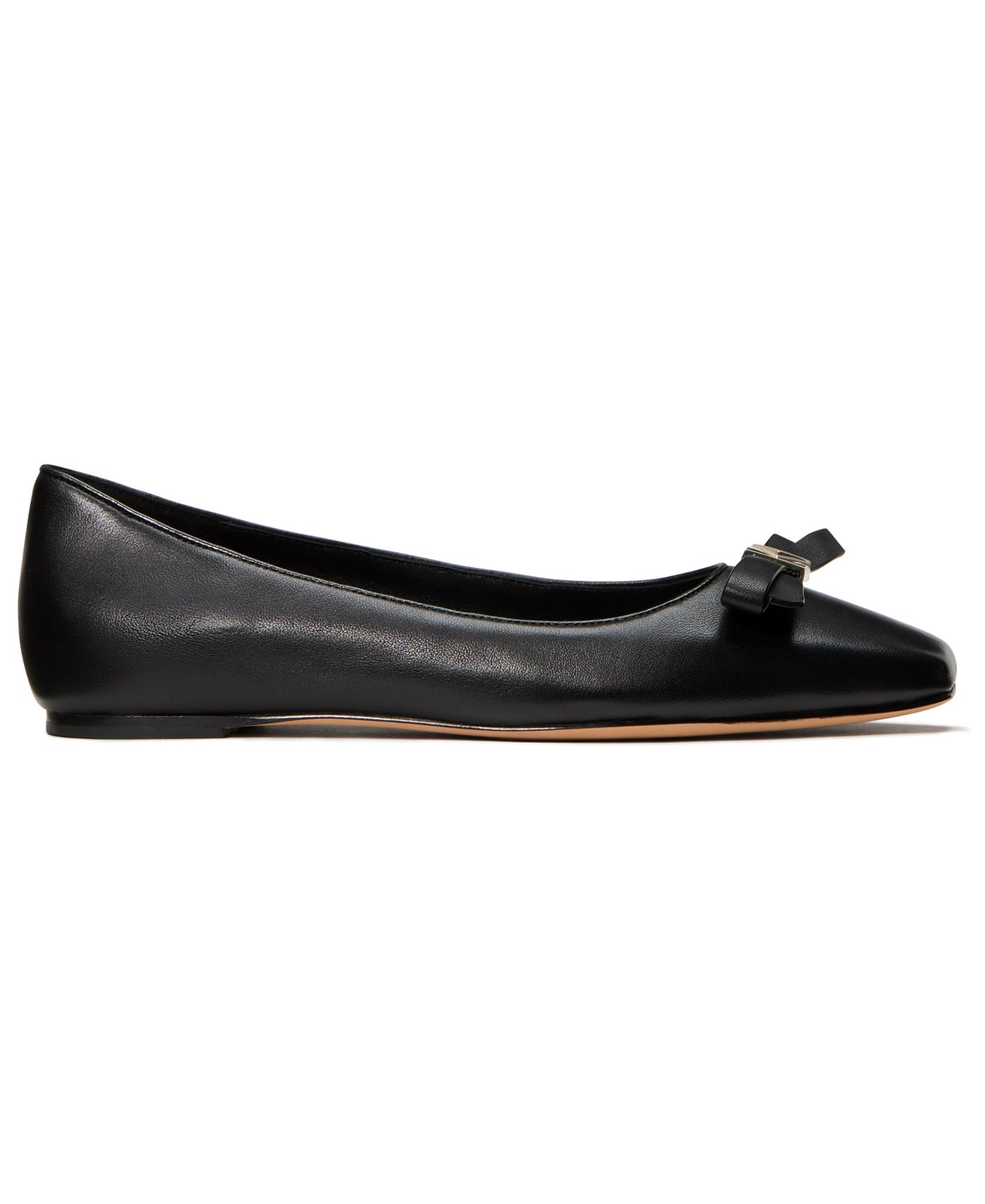 Женские балетки kate spade new york Deco с бантом, цвет: Чёрный кожаный — фото 1
