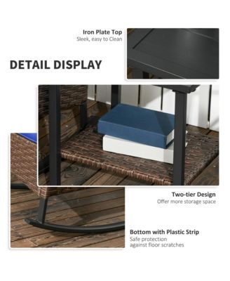 3pc Rocking Chair Set w/ Cushions, Wicker Bistro Set,