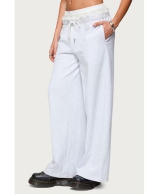 Womens Tamia Peekaboo Ruffle Lace Sweatpants