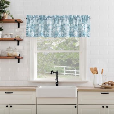 Greco Mosaic Semi-Sheer Rod Pocket Kitchen Curtain Tier Pair