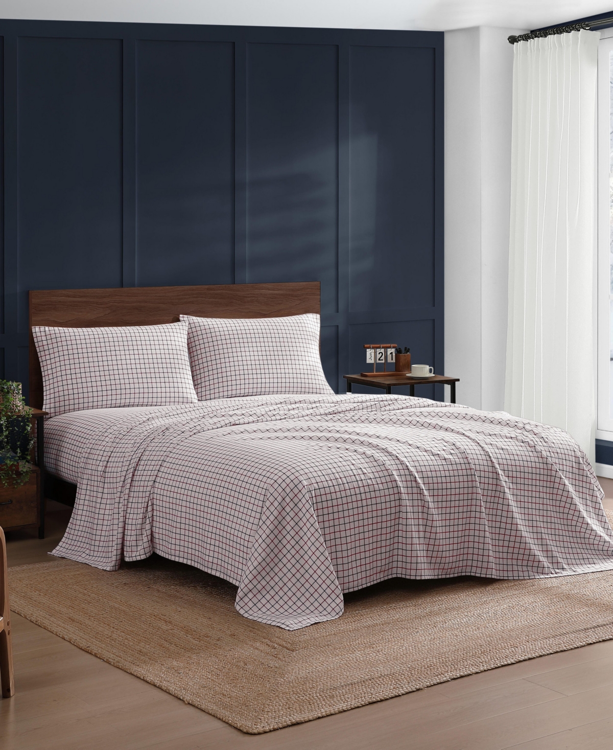 Tommy Hilfiger Printed Flannel 4-pc. Sheet Set, Queen In White
