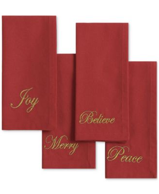 Elrene - Holiday Sentiments 4-Pc. Napkin Set, 17" x 17"