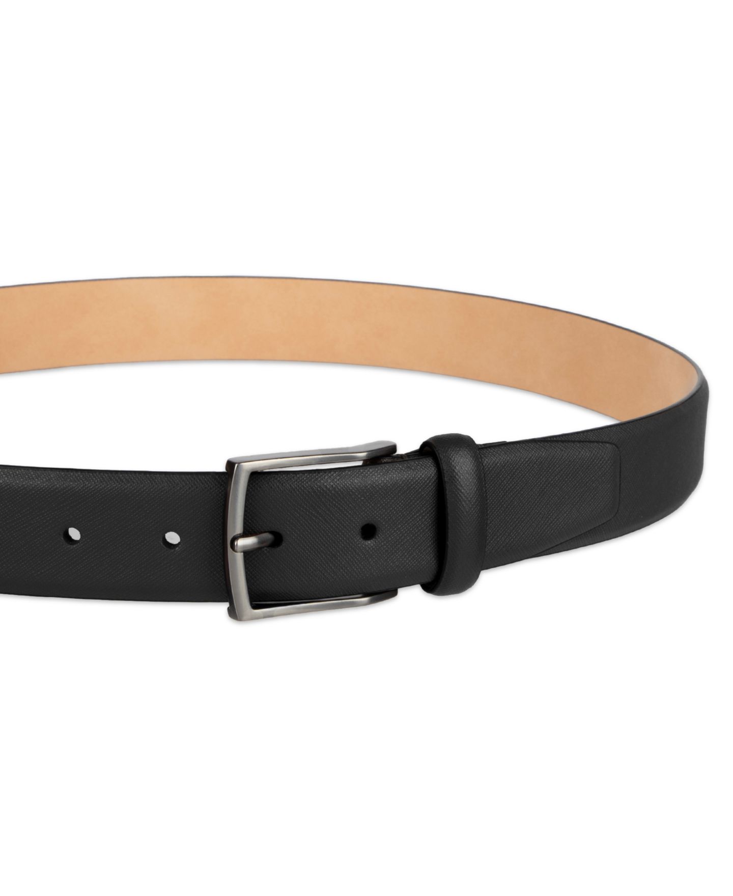Мужской ремень Alfani Modern Feather Edge Saffiano Leather Dress Belt, цвет: Чёрный — фото 4