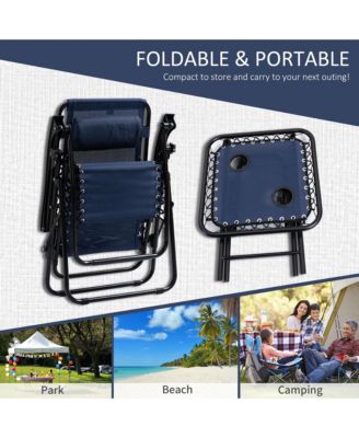 Zero Gravity Chair Set with Folding Table & Cup Holder Trays,
