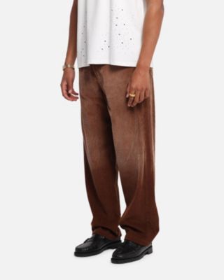 Men's Corduroy Wash Pants, Brown - 38