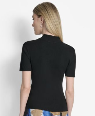 Women's Cap-Sleeve Mock Neck Sweater