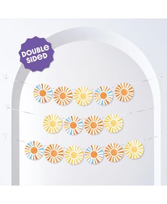 Here Comes The Son Garland Banner, 15 Feet of Cord, 15 Paper Sunburst Shapes