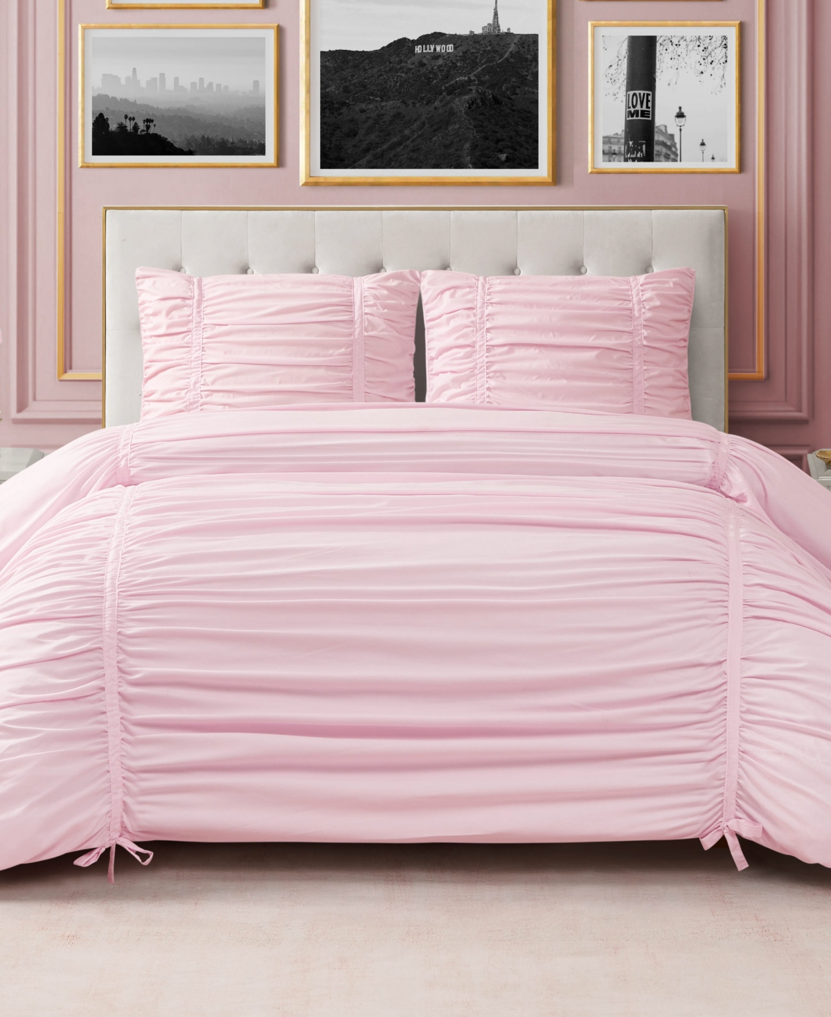 Juicy Couture Ribbon Ruched 3-pc. Comforter Set, Full/queen In Pink