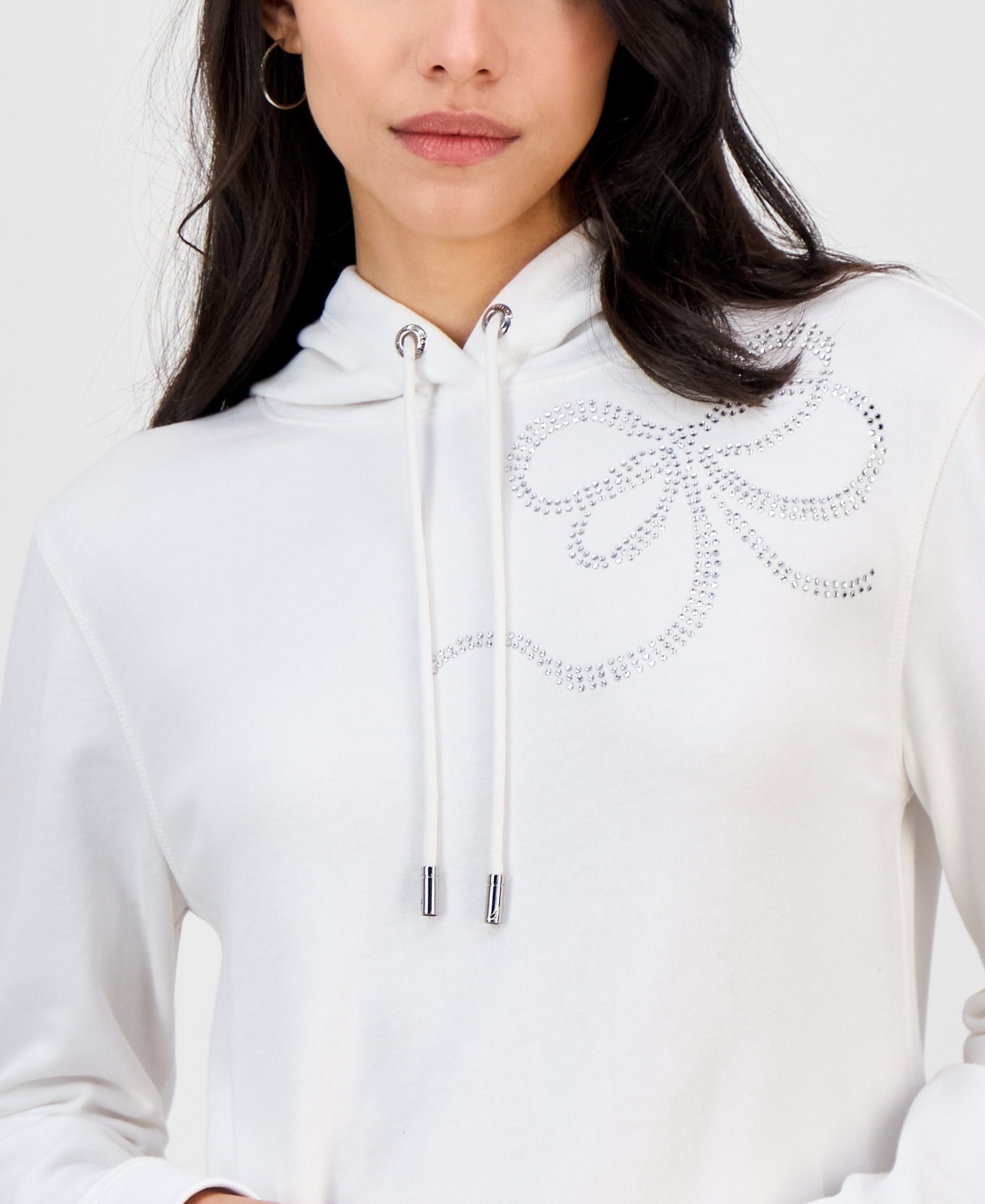 Nautica Jeans Women's Embellished Bow Hooded Sweatshirt