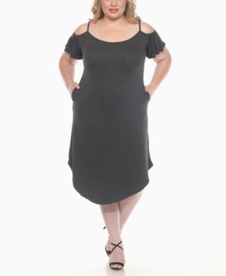 Plus Size Casual Scoop Neck Flutter Sleeve Knee Length Dress