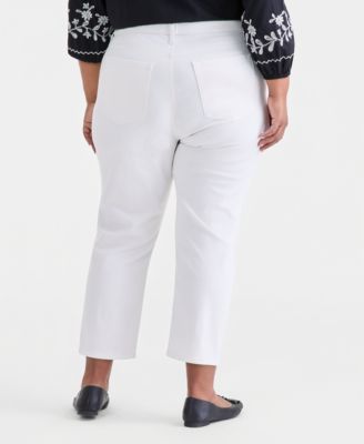 Plus Size Embroidered High-Rise Straight-Leg Cropped Jeans, Macy's Exclusive