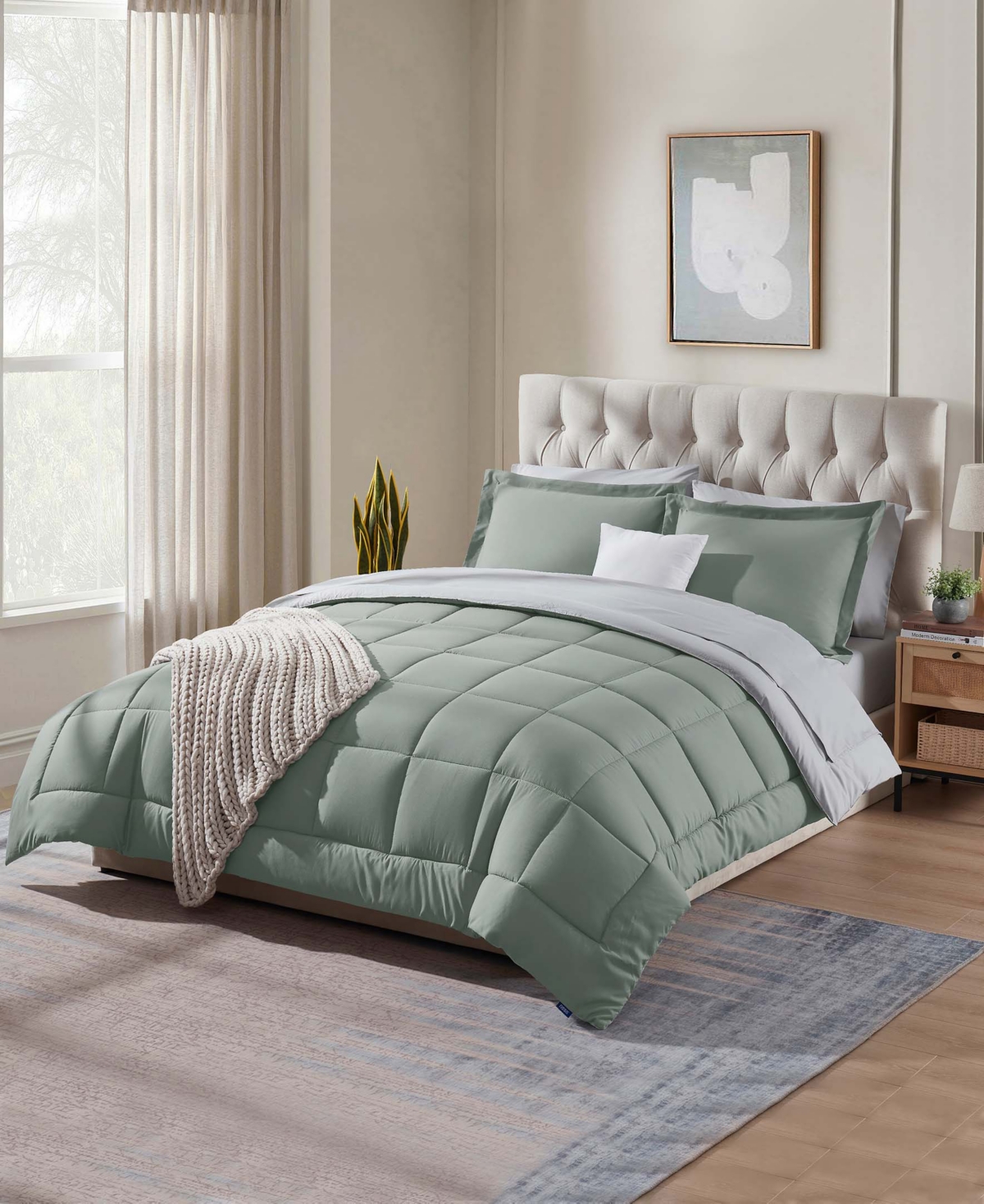 Nestl Luxury Soft Reversible 7-pc. Comforter Set, Queen In Green