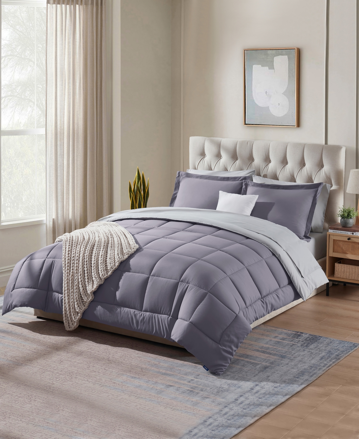 Nestl Luxury Soft Reversible 7-pc. Comforter Set, Queen In Purple