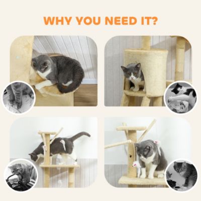 53" Indoor Cat Tree Activity Center Climbing Condo Scratching Post