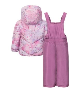 Baby Girls' Foil Print Jacket and Ski Bib Snowsuit, 2-Piece Set
