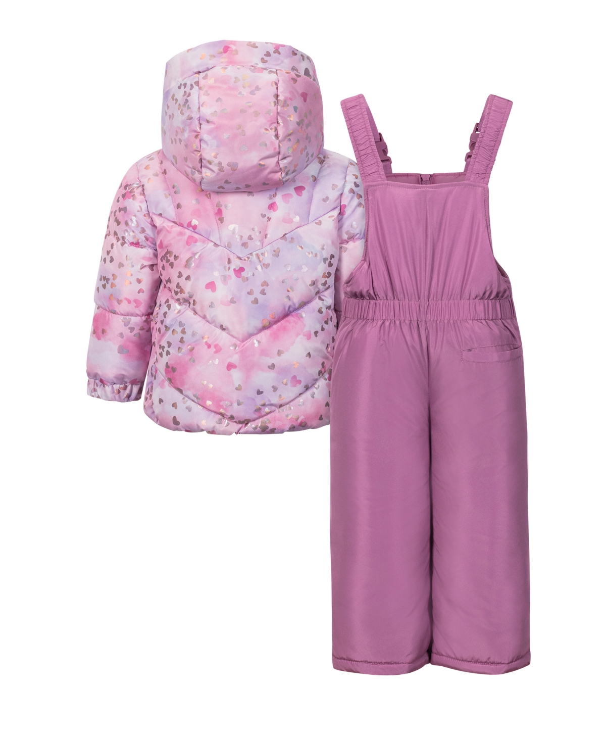 S Rothschild & Co Baby Girls 2-piece Foil Print Jacket And Ski Bib Set In Pink