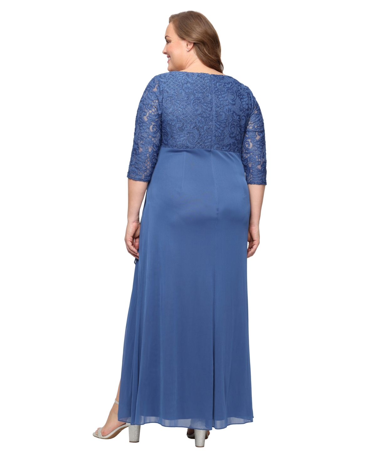 Alex Evenings Plus Size Embellished Empire-waist Gown In Blue
