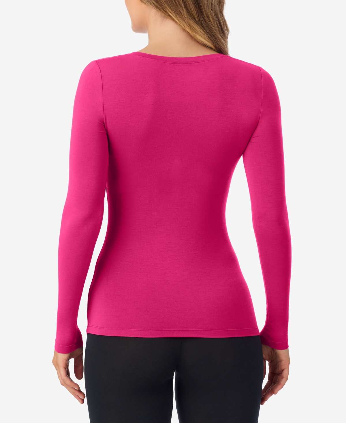 Cuddl Duds Petite V-neck Long-sleeve Top In Pink