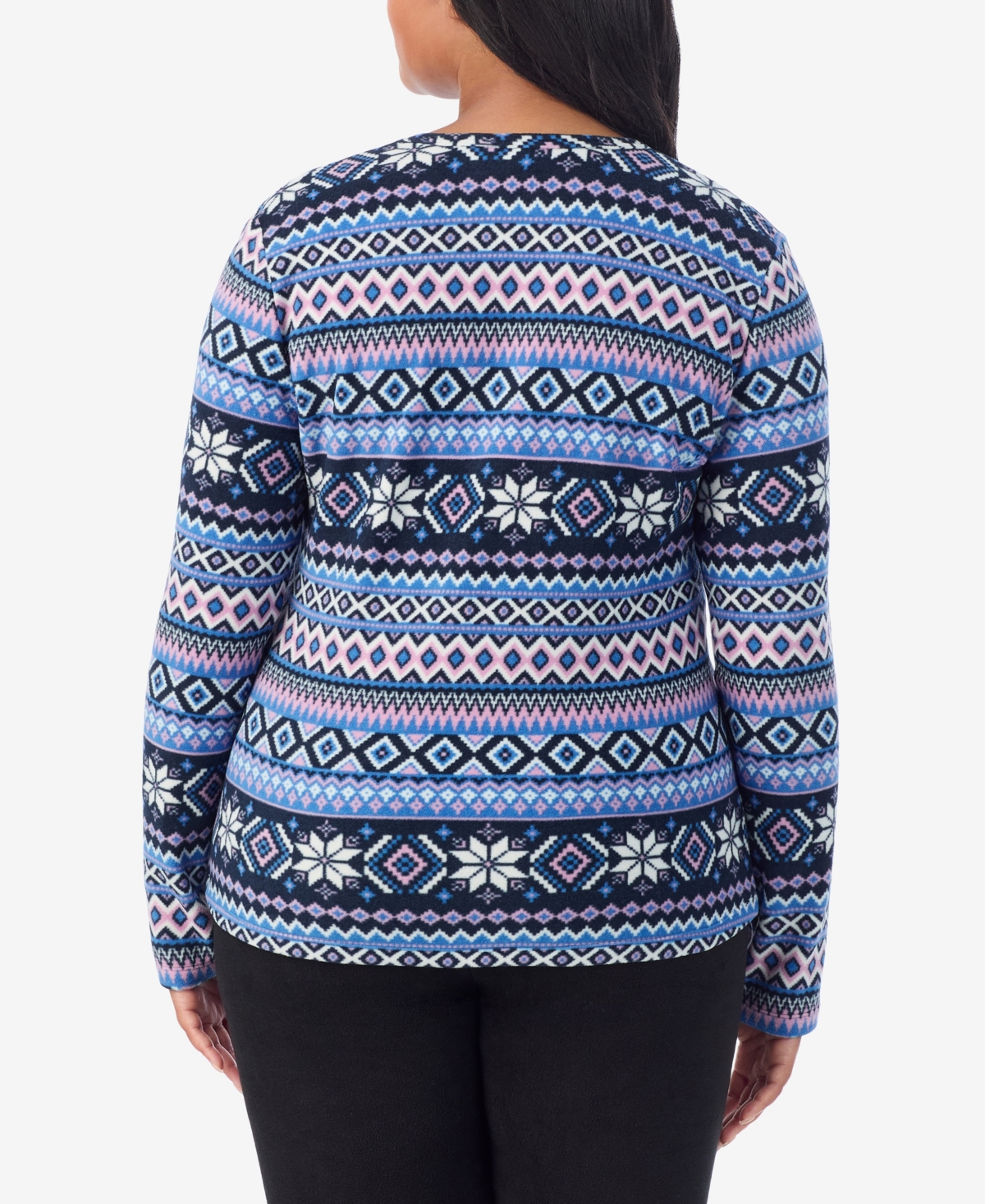 Cuddl Duds Plus Size Fleecewear Crew Neck Top In Brown