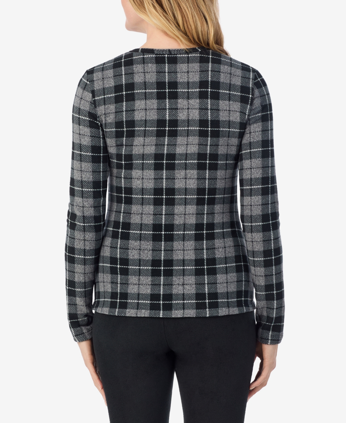 Cuddl Duds Petite Crew Neck Top In Black